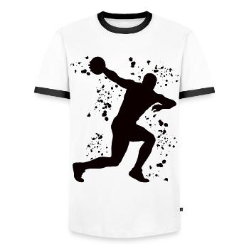 Diskuswerfer Colorsplash Diskuswurf - Männer Kontrast-T-Shirt - Weiß/Schwarz - Vorne - AI Model Female 172 light (172cm) & AI Model Male 178 dark (178cm)