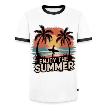 Sommer, Sonne, Strand: Dein neues T-Shirt - Männer Kontrast-T-Shirt - Weiß/Schwarz - Vorne - AI Model Female 172 light (172cm) & AI Model Male 178 dark (178cm)
