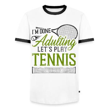 drôle de raquette de joueur de tennis je suis - T-shirt contrasté Homme - blanc/noir - Devant - AI Model Female 172 light (172cm) & AI Model Male 178 dark (178cm)