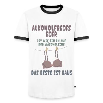 Alkoholfreies Bier - Männer Kontrast-T-Shirt - Weiß/Schwarz - Vorne - AI Model Female 172 light (172cm) & AI Model Male 178 dark (178cm)