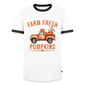 Farm Fresh Pumpkins - Männer Kontrast-T-Shirt - Weiß/Schwarz - Vorne - AI Model Female 172 light (172cm) & AI Model Male 178 dark (178cm)