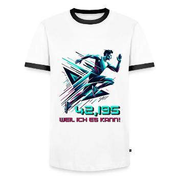 Marathon Sprüche Marathonläufer Geschenk - Männer Kontrast-T-Shirt - Weiß/Schwarz - Vorne - AI Model Female 172 light (172cm) & AI Model Male 178 dark (178cm)
