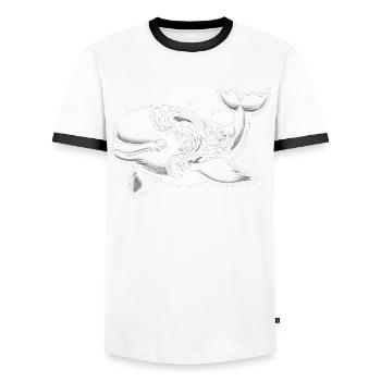 Beluga whale, sea creatures, whale marine ketology - Men's Ringer Shirt - white/black - Front - AI Model Female 172 light (172cm) & AI Model Male 178 dark (178cm)
