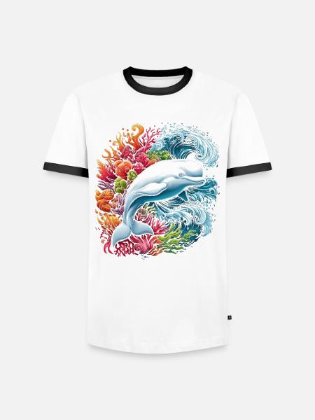 Beluga-wal-ketologe Meeressäugetier Marine - Männer Kontrast-T-Shirt - Weiß/Schwarz