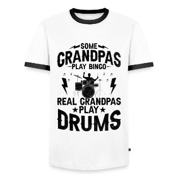 Certains grands-pères jouent au bingo Les vrais grands-pères jouent de la batterie - T-shirt contrasté Homme - blanc/noir - Devant - AI Model Female 172 light (172cm) & AI Model Male 178 dark (178cm)
