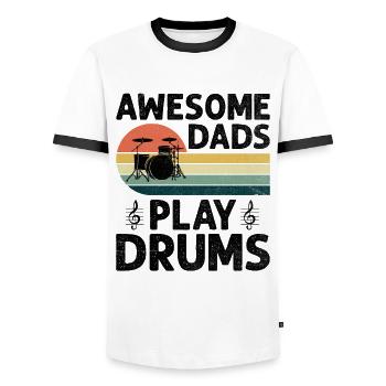 Awesome Dads Play Drums Drumming Drum Drummer Fath - Men's Ringer Shirt - white/black - Front - AI Model Female 172 light (172cm) & AI Model Male 178 dark (178cm)