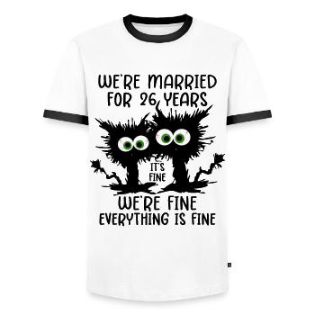 26 Years Married Jade Wedding Gift - Men's Ringer Shirt - white/black - Front - AI Model Female 172 light (172cm) & AI Model Male 178 dark (178cm)