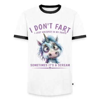 Ich Pupse Nicht, Ich Flüstere Nur in Meiner Hose - Männer Kontrast-T-Shirt - Weiß/Schwarz - Vorne - AI Model Female 172 light (172cm) & AI Model Male 178 dark (178cm)