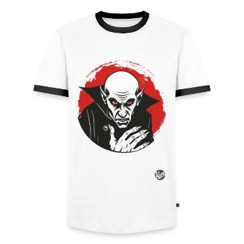 Horreur Effrayant Nosferatu Vampire - T-shirt contrasté Homme - blanc/noir - Devant - AI Model Female 172 light (172cm) & AI Model Male 178 dark (178cm)