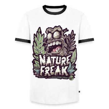 Design sauvage « Nature Freak » pour les amoureux de la nature - T-shirt contrasté Homme - blanc/noir - Devant - AI Model Female 172 light (172cm) & AI Model Male 178 dark (178cm)