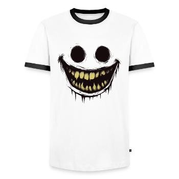 Costume d’Halloween Horreur - Sourire effrayant - T-shirt contrasté Homme - blanc/noir - Devant - AI Model Female 172 light (172cm) & AI Model Male 178 dark (178cm)