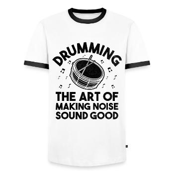 Drumming The Art Of Making Noise Sound Good Drumme - Men's Ringer Shirt - white/black - Front - AI Model Female 172 light (172cm) & AI Model Male 178 dark (178cm)
