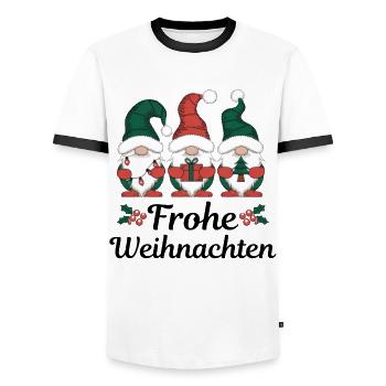 Frohe Weihnachten Gnomes - Männer Kontrast-T-Shirt - Weiß/Schwarz - Vorne - AI Model Female 172 light (172cm) & AI Model Male 178 dark (178cm)