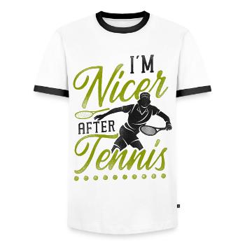 drôle de raquette de joueur de tennis je suis - T-shirt contrasté Homme - blanc/noir - Devant - AI Model Female 172 light (172cm) & AI Model Male 178 dark (178cm)