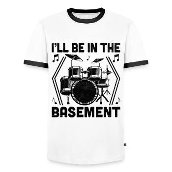 Je serai dans le sous-sol Tambour Tambour Batteur - T-shirt contrasté Homme - blanc/noir - Devant - AI Model Female 172 light (172cm) & AI Model Male 178 dark (178cm)