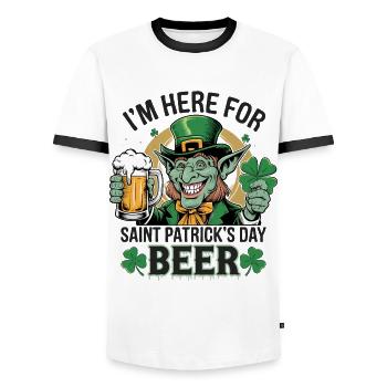 St. Patrick`s Day Beer Leprechaun Kobold Bier - Männer Kontrast-T-Shirt - Weiß/Schwarz - Vorne - AI Model Female 172 light (172cm) & AI Model Male 178 dark (178cm)