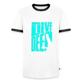 Diver Scuba Diving Dive Deep Think Deep - Men's Ringer Shirt - white/black - Front - AI Model Female 172 light (172cm) & AI Model Male 178 dark (178cm)