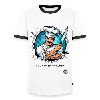 Cooking with the chef-chef - Men's Ringer Shirt - white/black - Front - AI Model Female 172 light (172cm) & AI Model Male 178 dark (178cm)
