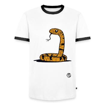 Drôle de dessin animé serpent - T-shirt contrasté Homme - blanc/noir - Devant - AI Model Female 172 light (172cm) & AI Model Male 178 dark (178cm)