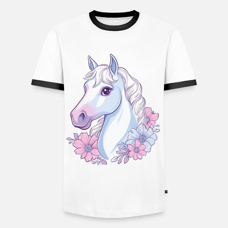 Pferd Kinder - Männer Kontrast-T-Shirt - Weiß/Schwarz