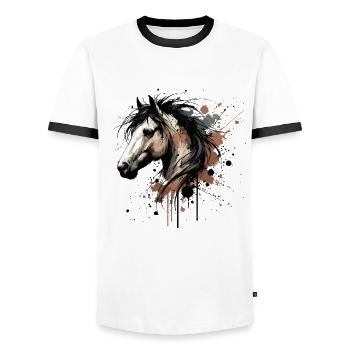 Pferd, Reiten, Reiterin, Pferdebesitzer, Reitsport - Männer Kontrast-T-Shirt - Weiß/Schwarz - Vorne - AI Model Female 172 light (172cm) & AI Model Male 178 dark (178cm)