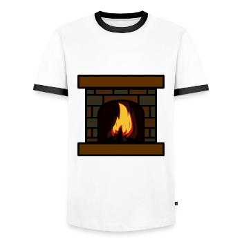 Fireplace Oven Firewood Stove - Men's Ringer Shirt - white/black - Front - AI Model Female 172 light (172cm) & AI Model Male 178 dark (178cm)
