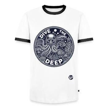 Tiefsee Design "Tauche in die Tiefe" Unterwasser - Männer Kontrast-T-Shirt - Weiß/Schwarz - Vorne - AI Model Female 172 light (172cm) & AI Model Male 178 dark (178cm)