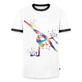 Gymnastin Mit Clubs Rhythmische Gymnastik - Männer Kontrast-T-Shirt - Weiß/Schwarz - Vorne - AI Model Female 172 light (172cm) & AI Model Male 178 dark (178cm)