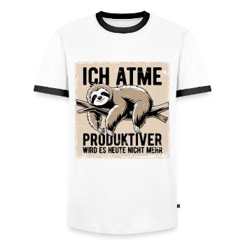Ich atme, produktiver wirds heute nicht - Faultier - Männer Kontrast-T-Shirt - Weiß/Schwarz - Vorne - AI Model Female 172 light (172cm) & AI Model Male 178 dark (178cm)