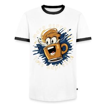 more espresso less depresso - Männer Kontrast-T-Shirt - Weiß/Schwarz - Vorne - AI Model Female 172 light (172cm) & AI Model Male 178 dark (178cm)