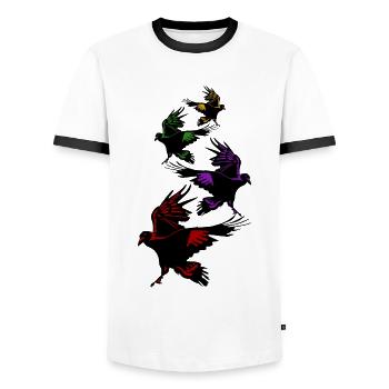 Crows Raven Tree Ravens Flying Crow - Männer Kontrast-T-Shirt - Weiß/Schwarz - Vorne - AI Model Female 172 light (172cm) & AI Model Male 178 dark (178cm)