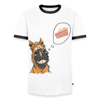 Pferd Pferde Pony Geburtstag Geburtstagstorte - Männer Kontrast-T-Shirt - Weiß/Schwarz - Vorne - AI Model Female 172 light (172cm) & AI Model Male 178 dark (178cm)