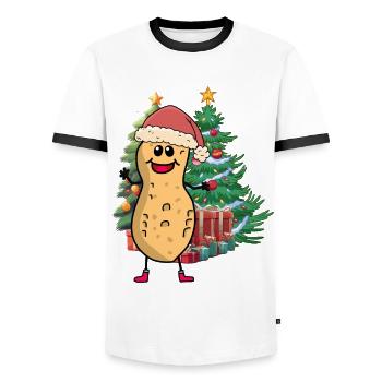 Peanut Christmas Tree Christmas Child Kids Nut - Men's Ringer Shirt - white/black - Front - AI Model Female 172 light (172cm) & AI Model Male 178 dark (178cm)