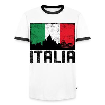 Italia - T-shirt contrasté Homme - blanc/noir - Devant - AI Model Female 172 light (172cm) & AI Model Male 178 dark (178cm)