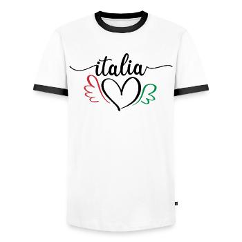 Italia - T-shirt contrasté Homme - blanc/noir - Devant - AI Model Female 172 light (172cm) & AI Model Male 178 dark (178cm)