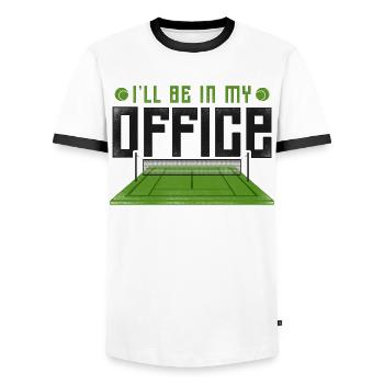 drôle de raquette de joueur de tennis je serai - T-shirt contrasté Homme - blanc/noir - Devant - AI Model Female 172 light (172cm) & AI Model Male 178 dark (178cm)