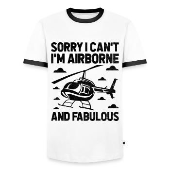 Tut mir leid, ich kann nicht, ich bin in der Luft und fabelhafter Hubschrauber - Männer Kontrast-T-Shirt - Weiß/Schwarz - Vorne - AI Model Female 172 light (172cm) & AI Model Male 178 dark (178cm)