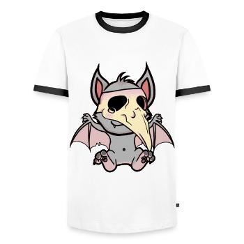 Halloween Medieval Plague Bat Bats - Men's Ringer Shirt - white/black - Front - AI Model Female 172 light (172cm) & AI Model Male 178 dark (178cm)