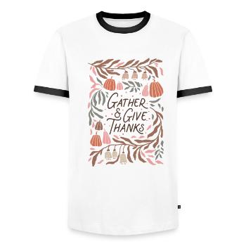 Collect & Say Thank You Thanksgiving Design - Men's Ringer Shirt - white/black - Front - AI Model Female 172 light (172cm) & AI Model Male 178 dark (178cm)