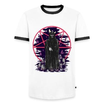 Halloween Satan satanisch Tod Horror Geist Geister - Männer Kontrast-T-Shirt - Weiß/Schwarz - Vorne - AI Model Female 172 light (172cm) & AI Model Male 178 dark (178cm)