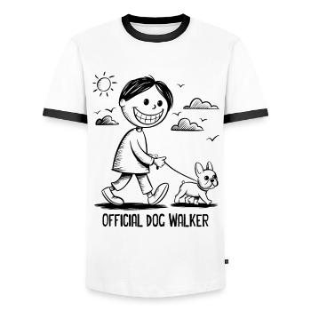 Bouledogue français Chien de compagnie Amoureux des animaux - T-shirt contrasté Homme - blanc/noir - Devant - AI Model Female 172 light (172cm) & AI Model Male 178 dark (178cm)