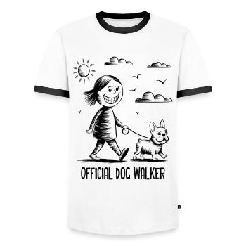Bouledogue français Chien de compagnie Amoureux des animaux - T-shirt contrasté Homme - blanc/noir - Devant - AI Model Female 172 light (172cm) & AI Model Male 178 dark (178cm)