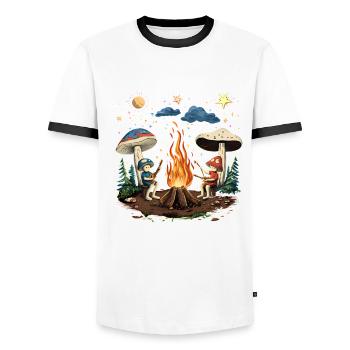 Hippie Magic Mushrooms Psilocybin Psychedelic Trip - Men's Ringer Shirt - white/black - Front - AI Model Female 172 light (172cm) & AI Model Male 178 dark (178cm)