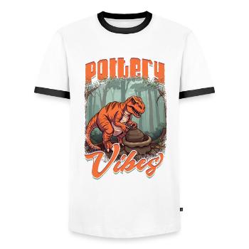 Poterie Poterie Poterie - T-shirt contrasté Homme - blanc/noir - Devant - AI Model Female 172 light (172cm) & AI Model Male 178 dark (178cm)
