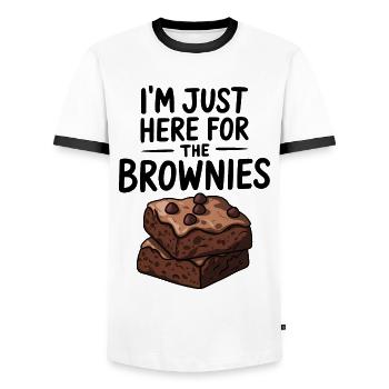 Brownies Dire Pâtisserie Drôle Brownie Cadeau - T-shirt contrasté Homme - blanc/noir - Devant - AI Model Female 172 light (172cm) & AI Model Male 178 dark (178cm)