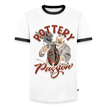 Töpfern Töpferei Töpfer Poterie Passion - T-shirt contrasté Homme - blanc/noir - Devant - AI Model Female 172 light (172cm) & AI Model Male 178 dark (178cm)