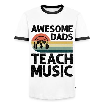 Awesome Dads Teach Music Teacher Musician Teaching - Men's Ringer Shirt - white/black - Front - AI Model Female 172 light (172cm) & AI Model Male 178 dark (178cm)