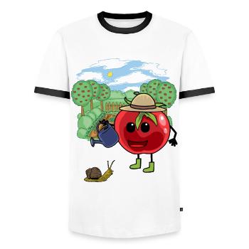 Tomate Gärtner Garten Schnecke Hobbygärtner Kind - Männer Kontrast-T-Shirt - Weiß/Schwarz - Vorne - AI Model Female 172 light (172cm) & AI Model Male 178 dark (178cm)