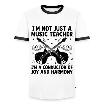 Je ne suis pas seulement un professeur de musique, je suis un chef d’orchestre Musique - T-shirt contrasté Homme - blanc/noir - Devant - AI Model Female 172 light (172cm) & AI Model Male 178 dark (178cm)
