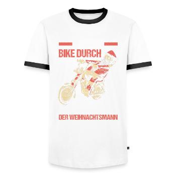 Weihnachten Motorrad Weihnachtsmann - Männer Kontrast-T-Shirt - Weiß/Schwarz - Vorne - AI Model Female 172 light (172cm) & AI Model Male 178 dark (178cm)